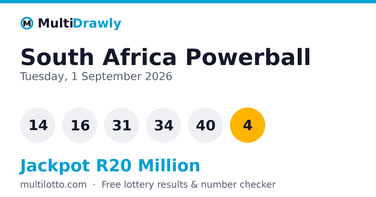 South Africa Powerball Results — 01 September 2026 Winning Numbers ...