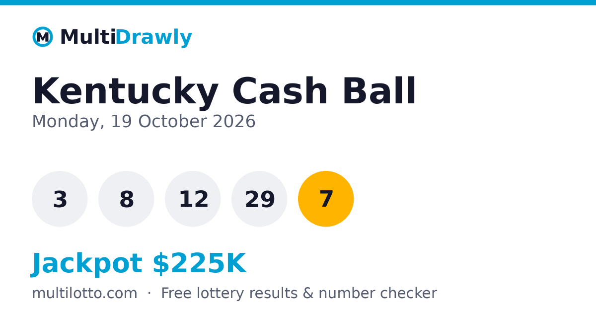 Kentucky Cash Ball Results — 19 October 2026 Winning Numbers | MultiDrawly