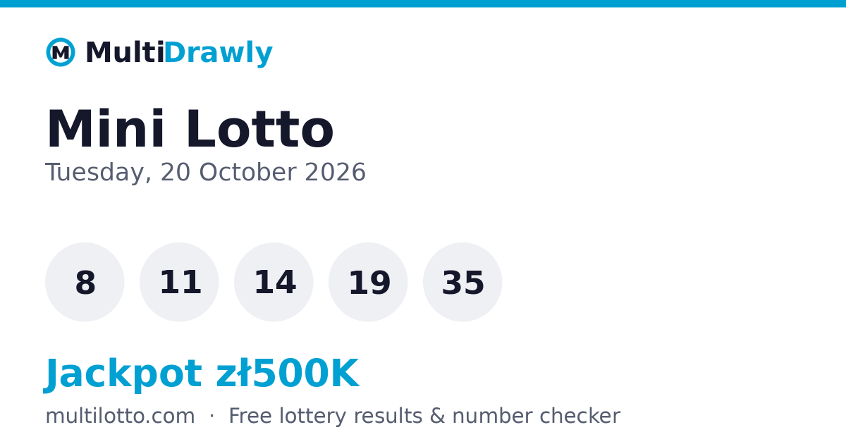 Wyniki Mini Lotto — Wylosowane liczby z 20 October 2026 | MultiDrawly