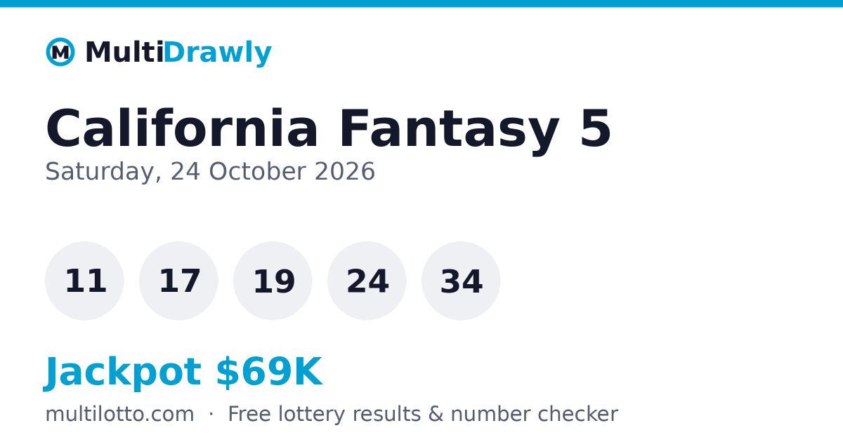 California Fantasy 5 Results — 24 October 2026 Winning Numbers ...